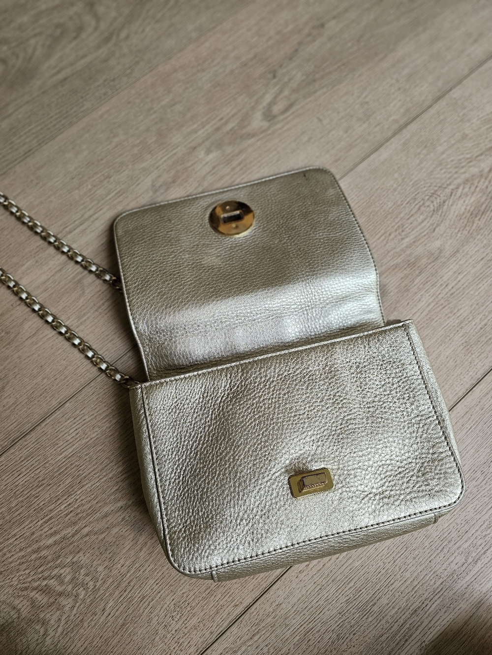 Tory Burch Mercer Adjustable Shoulder Bag White Gold Metallic - Picture 7 of 10